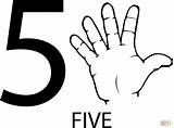 Five Number Asl Coloring Pages Sign Language Numbers Printable American Preschool Printables Super sketch template