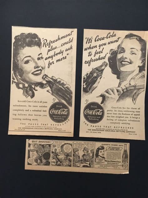 original  vintage  coca cola newspaper ads  bonus antique price guide details page