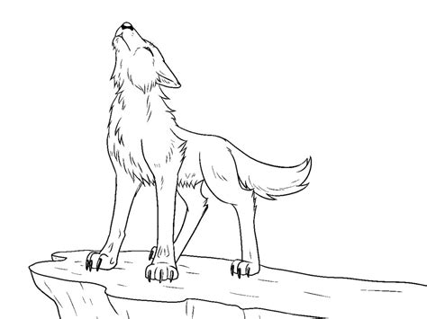 howling wolf outline coloring coloring pages