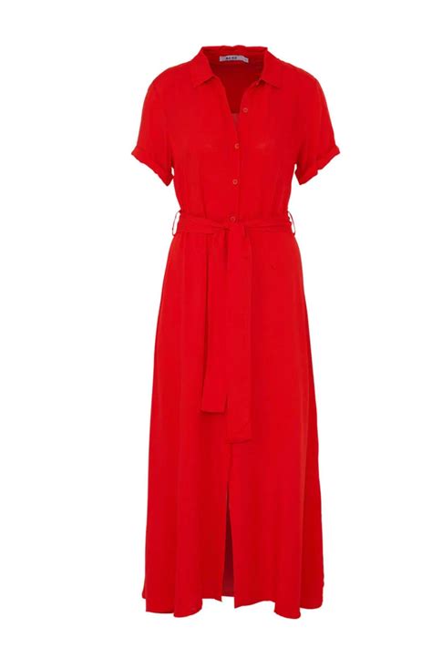 na kd blousejurk met ceintuur rood wehkamp jurken voor werk mode zomerjurk