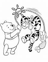 Coloring Pages Tigger Jump Rope Pooh Kids Winnie Disney Heart Color Playing Cartoon Piglet Print Eeyore Cliparts Gif Printable Popular sketch template