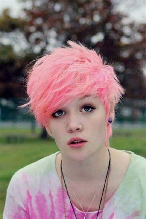 Cute Short Pink Edgy Punk Pixie Hairstyles Girls Short Scene Hair