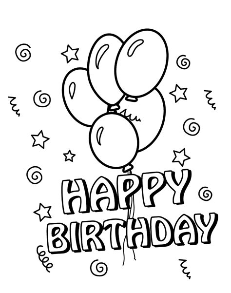 printable happy birthday coloring pages birthday card