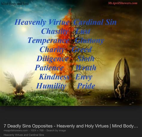 heavenly virtues   cardinal sins virtue sins