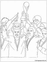 Soccer Team Trophy Pages Coloring Receiving Color Cup sketch template