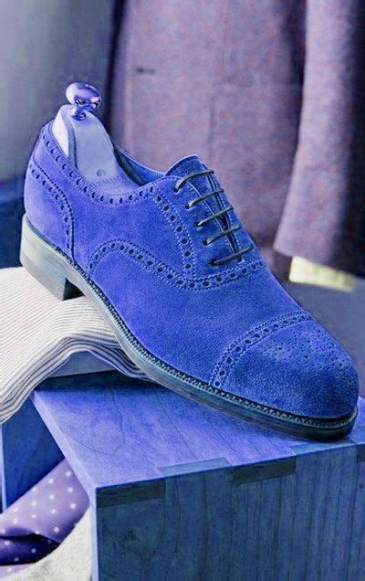 men oxford blue suede brogue cap toe handmade lace  outer wear leather shoes   mens