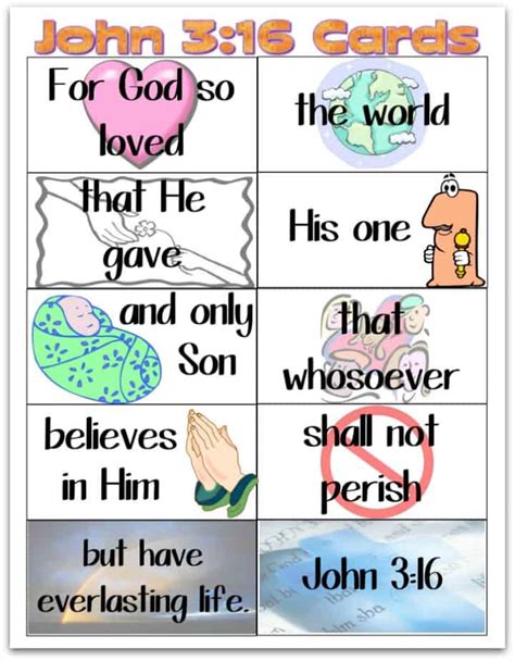 printable john  bible memory flash cards ministry  children