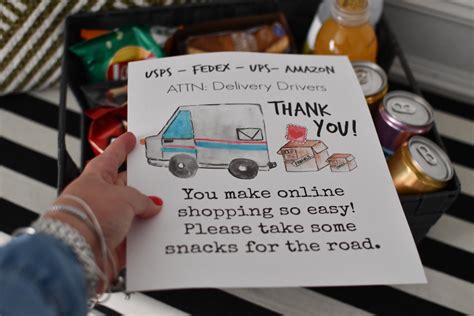 delivery driver snack sign  printable
