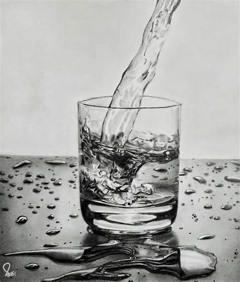 pencil drawing  glass  water rnextfuckinglevel