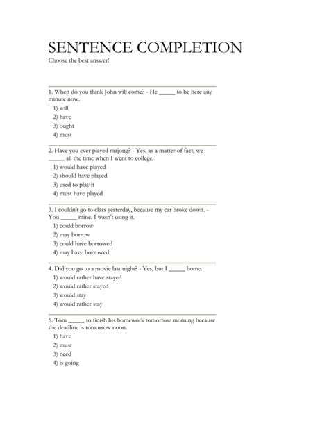 sentence completion