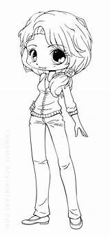Coloring Cute Pages Girls Girl Anime Chibi Popular sketch template