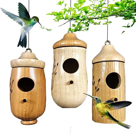 imucci pcs natural wood hummingbird house   hummingbird houses   hanging