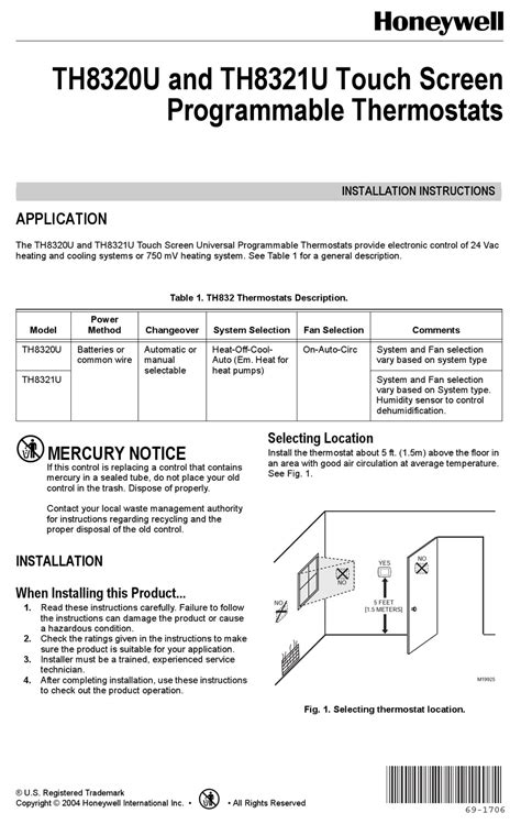 honeywell thu installation instructions manual   manualslib