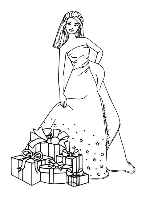 barbie christmas coloring pages printable