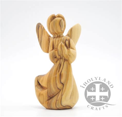 hand carved olive wood praying angel figurine  item