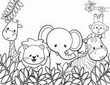 Safari Animals Coloring Pages Baby Printable Animal Jungle African Getcoloringpages Clip sketch template