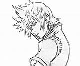 Kingdom Hearts Roxas Characters Drawing Coloring Pages Printable Fujiwara Yumiko Getdrawings sketch template