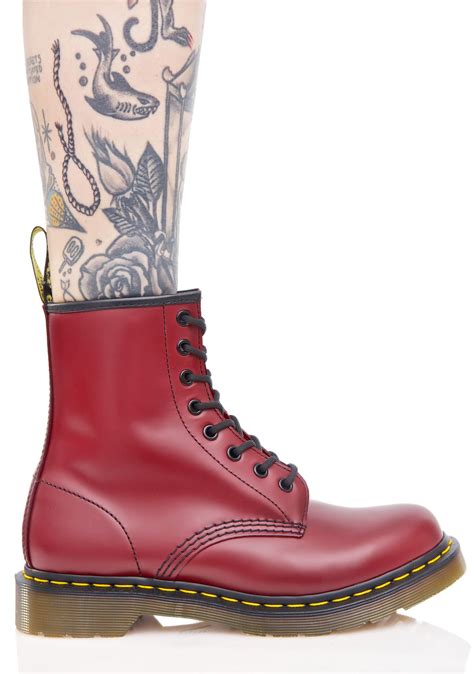 dr martens cherry red   eye boots dolls kill