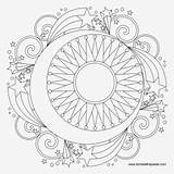 Coloring Phases Mandalas Sun Zentangles sketch template