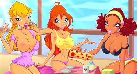 rule 34 3girls aisha winx club amber eyes areola bare shoulders