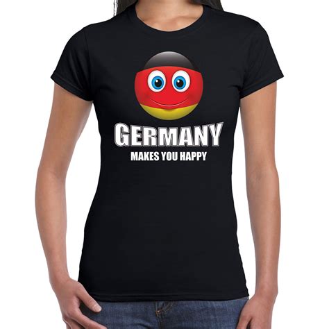 germany   happy landen  shirt duitsland zwart voor dames met emoticon hobbymax de