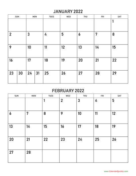 january  february  calendar calendar quickly