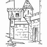 Medieval Castle Coloring Gate Angle Front Side sketch template