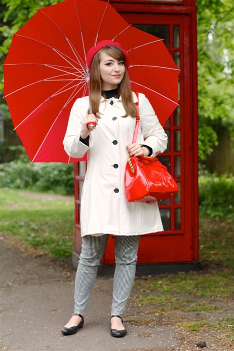 60s mod style raincoat mac in white pvc with heart