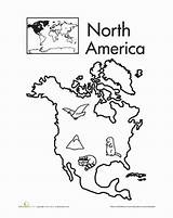 America Continents North Coloring Worksheets Map Geography Color Worksheet Kids Pages Continent Seven Europe Preschool Oceans Printable South Drawing Kindergarten sketch template