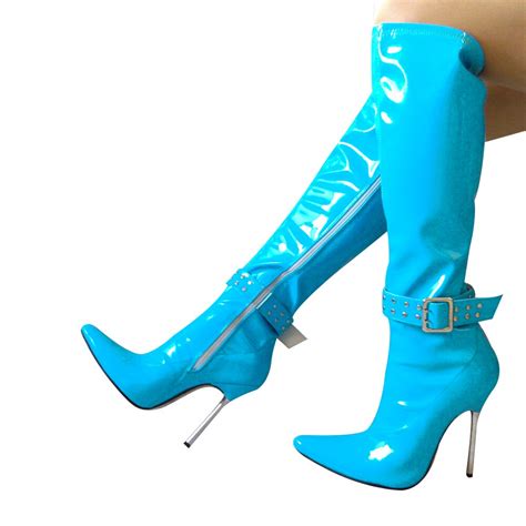 12cm High Height Sex Boots Womens Heels Stiletto Heel Knee High Boots