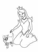 Princess Coloring Pages Kitten Girls Clipartqueen sketch template