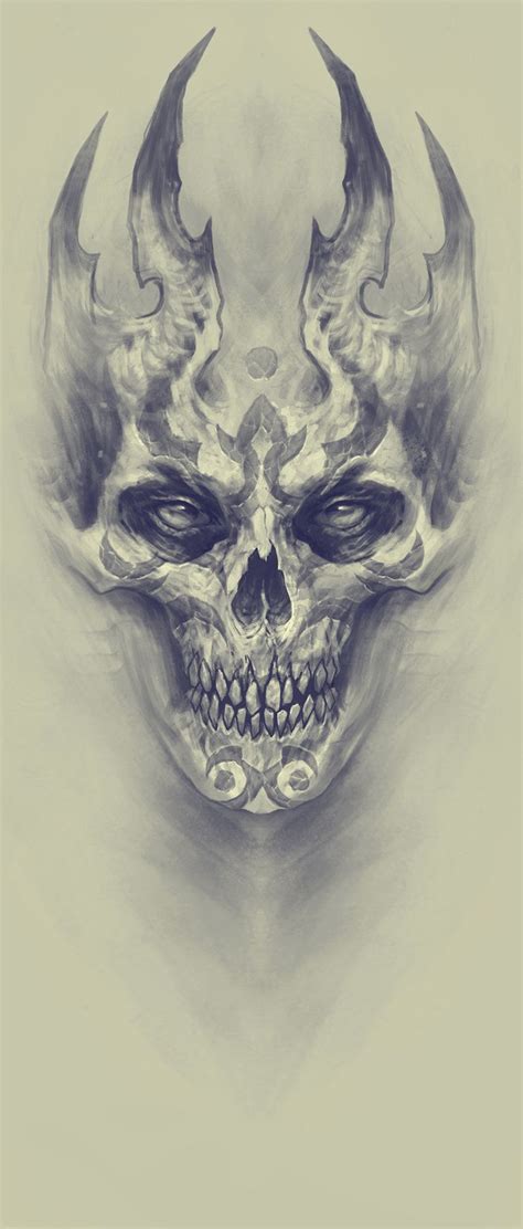 demon kazimirov dmitriy skull tattoo design skull art skulls drawing
