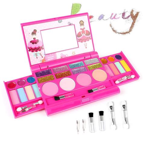 amosting pretend makeup  girls play cosmetic set   toys kit gifts  kids pink