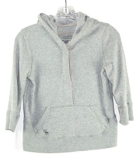 Abercrombie And Fitch Jr Women S Heather Gray Pullover 3 4 Sleeve Fleece