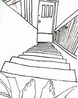 Stairs Drawing Coloring Pages Stairwell Getdrawings sketch template