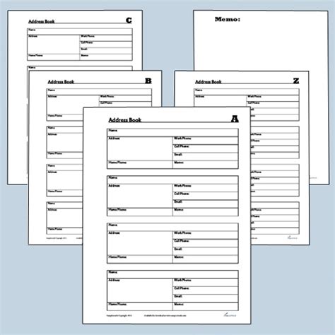 printable address book organizer