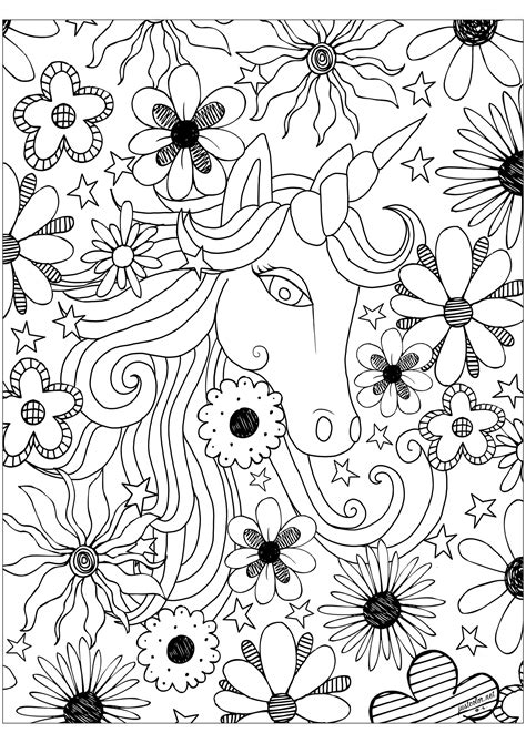 unicorn coloring pages  flowers pin  coloring pages
