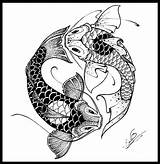 Koi Yin Yang Tattoo Fish Tattoos Pez Tatuajes Tatuaje Taijitu Para Peces Ying Drawing Deviantart Coloring Tumblr Visitar Dibujos Designs sketch template