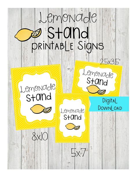 lemonade stand printable signs  signs  signs lemonade etsy