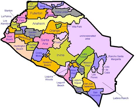 map  orange county ca city information unincorporated areas