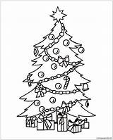 Tree Christmas Presents Pages Coloring Drawing Color Online Getdrawings sketch template
