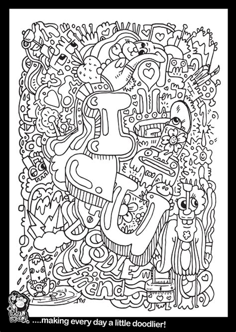 love  colouring sheet  doodle monkey