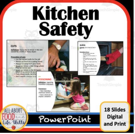 kitchen safety lesson  worksheet  teach simple