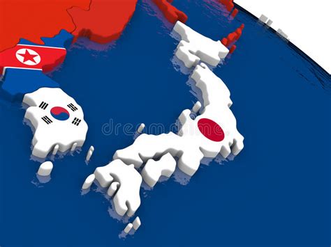 japan on 3d map with flags stock illustration illustration of global