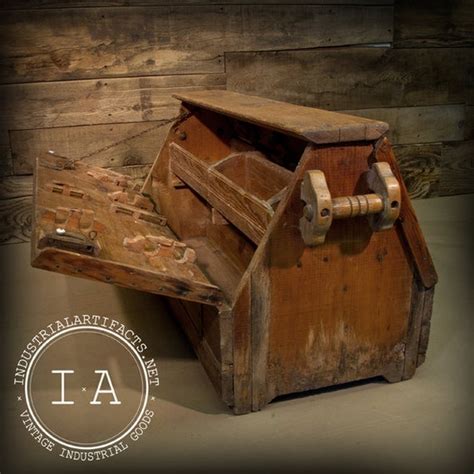 vintage industrial carpenters tool box  etsy