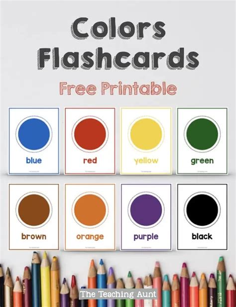 colors flashcards  printable  teaching aunt