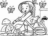 Coloring Garden Pages Watering Clipart Flower Library Girl Plant sketch template