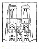 Coloriage Ausmalen Cathedral Ausmalbilder Cathédrale Enfant Frankreich Chocobo Worksheet sketch template