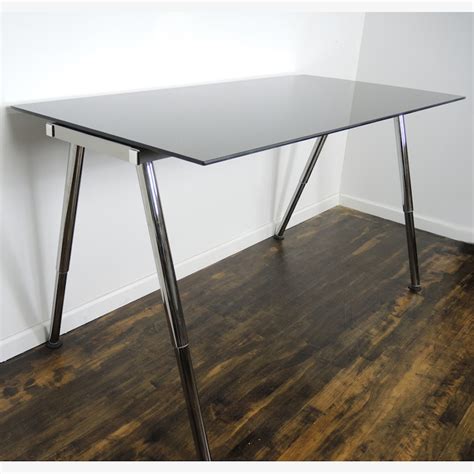 ikea galant adjustable height glass standing desk work table ebth