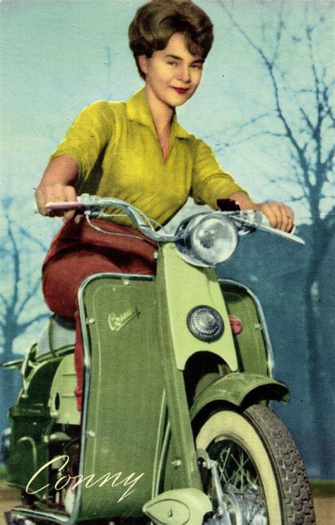 Scooter Vespa Conny Pretty Girl Photo Postcard 1950 S